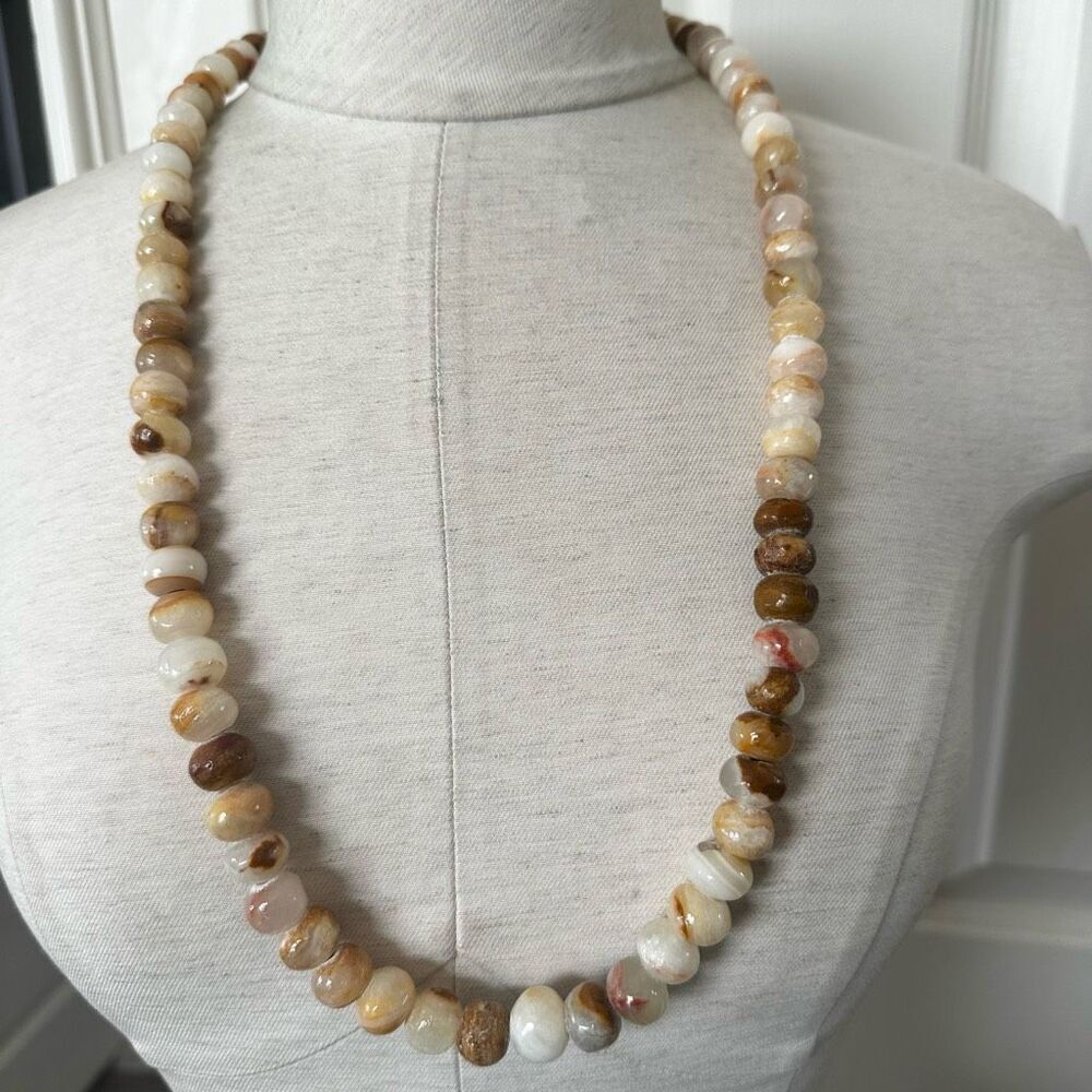 Calcite beaded long necklace